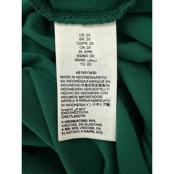 Essentials Green Navy Blue Soft Knit Maxi Dress Size 2X 18 20 Plus Size Summer - Picture 7 of 8